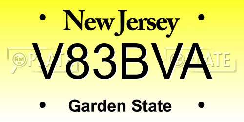 V83BVA New Jersey License Plate