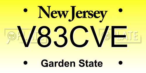 V83CVE New Jersey License Plate