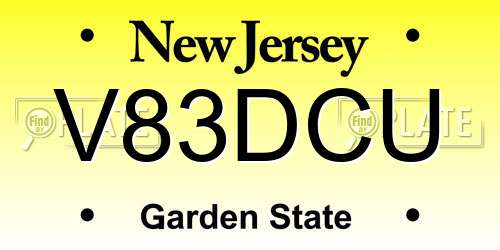 V83DCU New Jersey License Plate