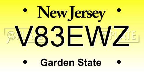 V83EWZ New Jersey License Plate