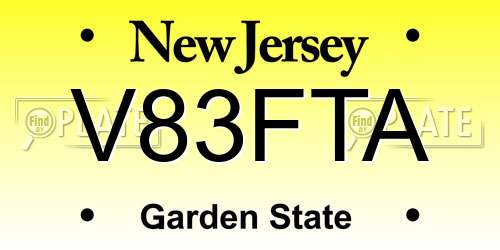 V83FTA New Jersey License Plate