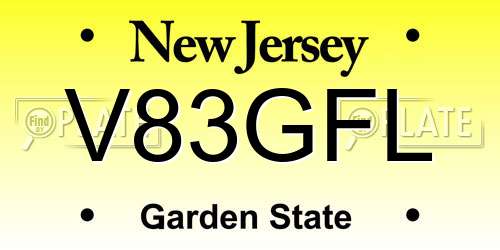 V83GFL New Jersey License Plate