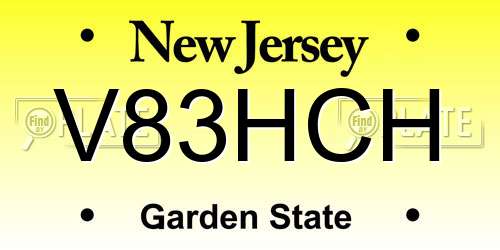 V83HCH New Jersey License Plate