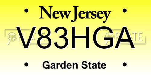 V83HGA New Jersey License Plate