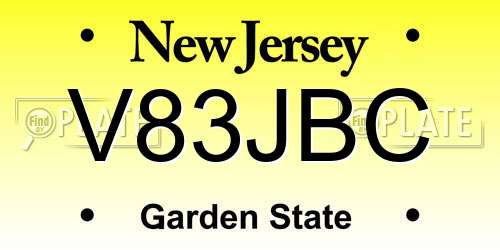V83JBC New Jersey License Plate