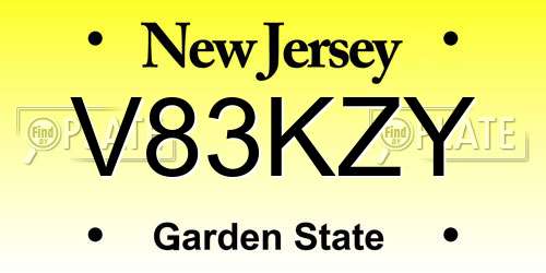V83KZY New Jersey License Plate
