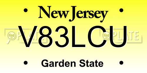 V83LCU New Jersey License Plate