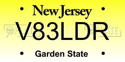 V83LDR New Jersey License Plate