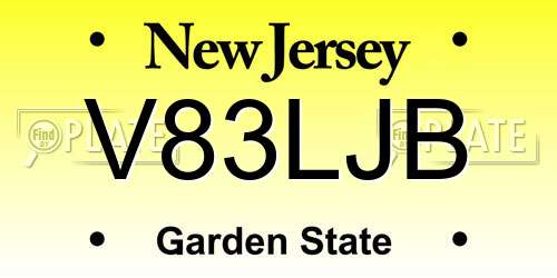 V83LJB New Jersey License Plate