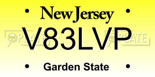 V83LVP New Jersey License Plate