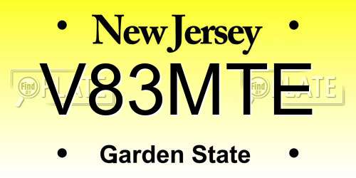V83MTE New Jersey License Plate