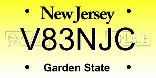 V83NJC New Jersey License Plate