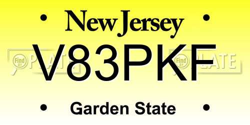 V83PKF New Jersey License Plate