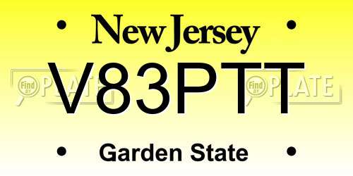 V83PTT New Jersey License Plate