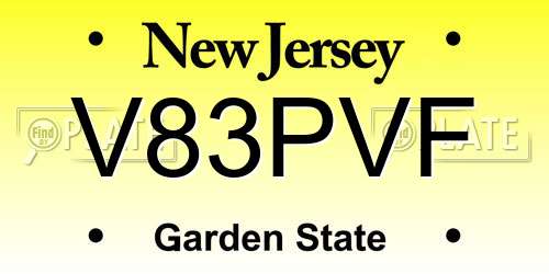 V83PVF New Jersey License Plate