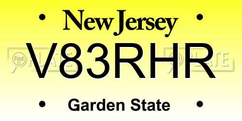 V83RHR New Jersey License Plate