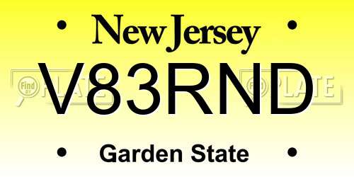 V83RND New Jersey License Plate