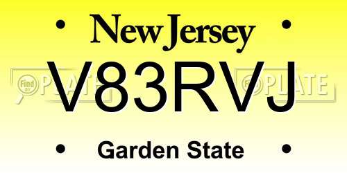 V83RVJ New Jersey License Plate