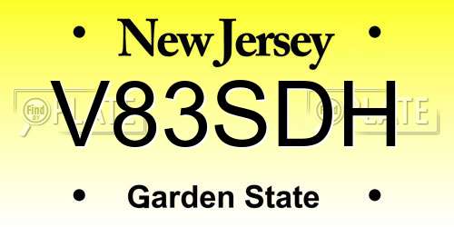 V83SDH New Jersey License Plate
