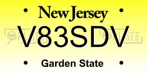 V83SDV New Jersey License Plate