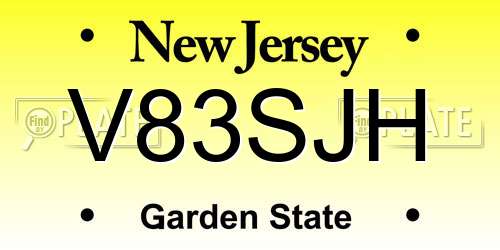 V83SJH New Jersey License Plate