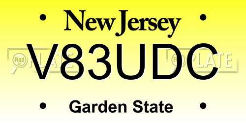 V83UDC New Jersey License Plate