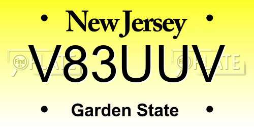 V83UUV New Jersey License Plate