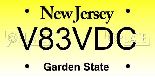 V83VDC New Jersey License Plate