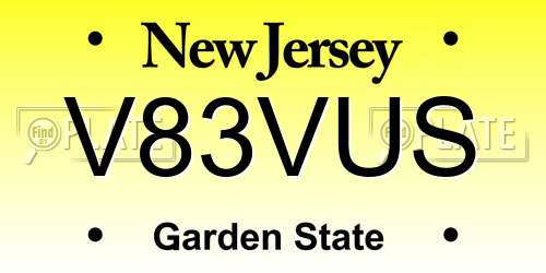 V83VUS New Jersey License Plate