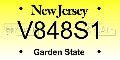 V848S1 New Jersey License Plate