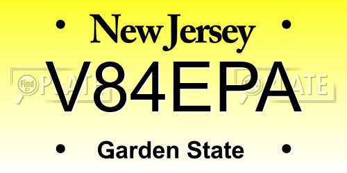 V84EPA New Jersey License Plate