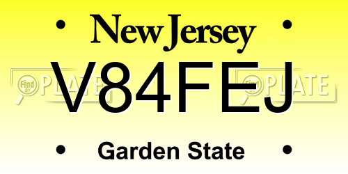 V84FEJ New Jersey License Plate