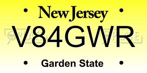 V84GWR New Jersey License Plate