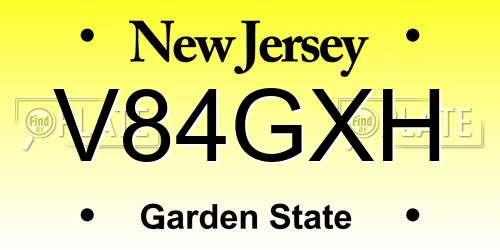 V84GXH New Jersey License Plate