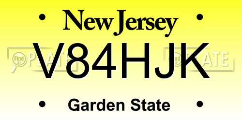 V84HJK New Jersey License Plate