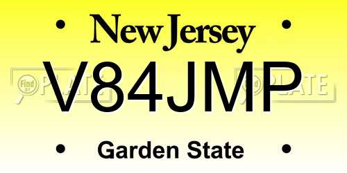 V84JMP New Jersey License Plate