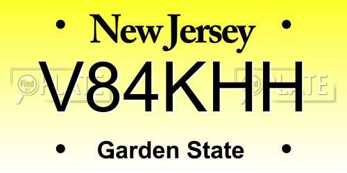 V84KHH New Jersey License Plate