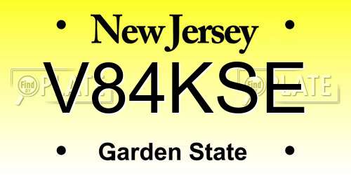 V84KSE New Jersey License Plate