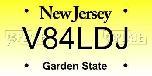 V84LDJ New Jersey License Plate