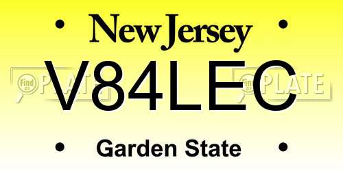 V84LEC New Jersey License Plate