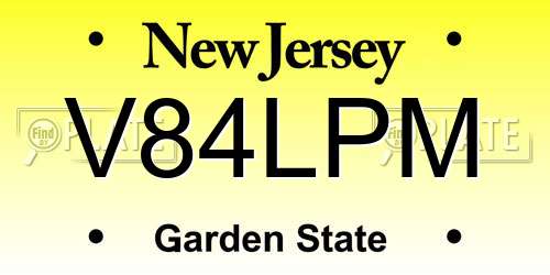 V84LPM New Jersey License Plate
