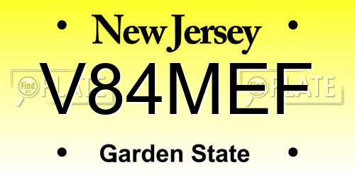 V84MEF New Jersey License Plate