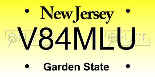 V84MLU New Jersey License Plate