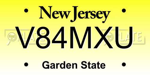 V84MXU New Jersey License Plate