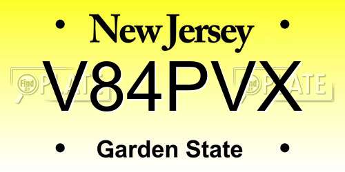 V84PVX New Jersey License Plate
