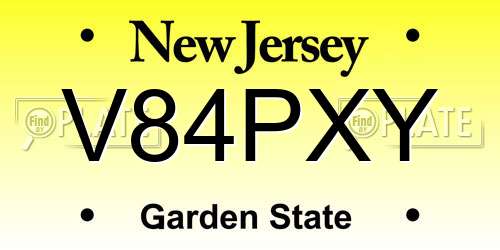 V84PXY New Jersey License Plate