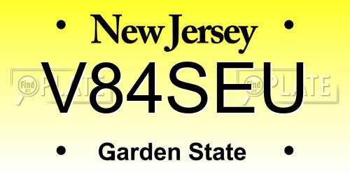 V84SEU New Jersey License Plate
