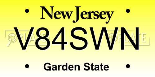 V84SWN New Jersey License Plate