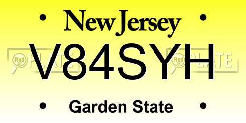 V84SYH New Jersey License Plate