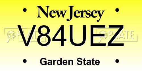 V84UEZ New Jersey License Plate